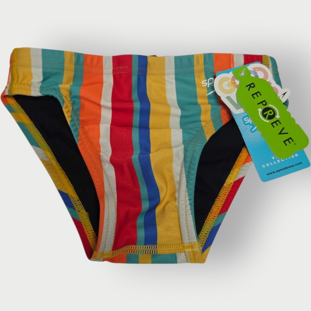 NEW Speedo Eco Endurance‎ Repreve Clean Stripe Swim Brief Mens Size 24 TAGS